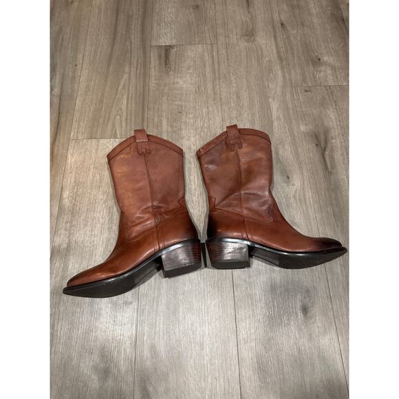 Arturo Chiang Rossa Brown Leather Western Boot Pull On Women's Size 8½ - Picture 9 of 10